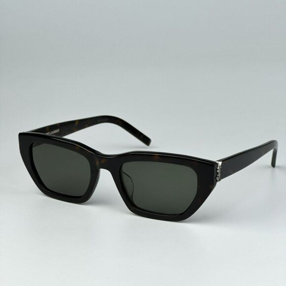 NEW Saint Laurent SLM127/F 002 Havana Green Cat Eye Women Sunglasses - Picture 1 of 13